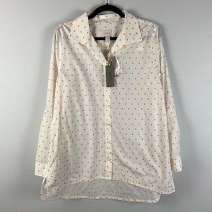 Chico's White and Orange Polka Dot Women's Top